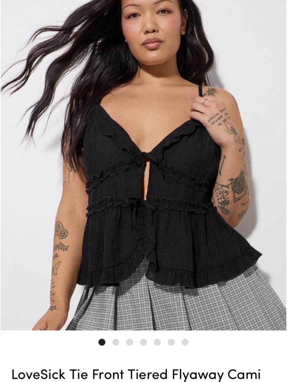 torrid Black Tie-Front Tiered Ruffle Cami